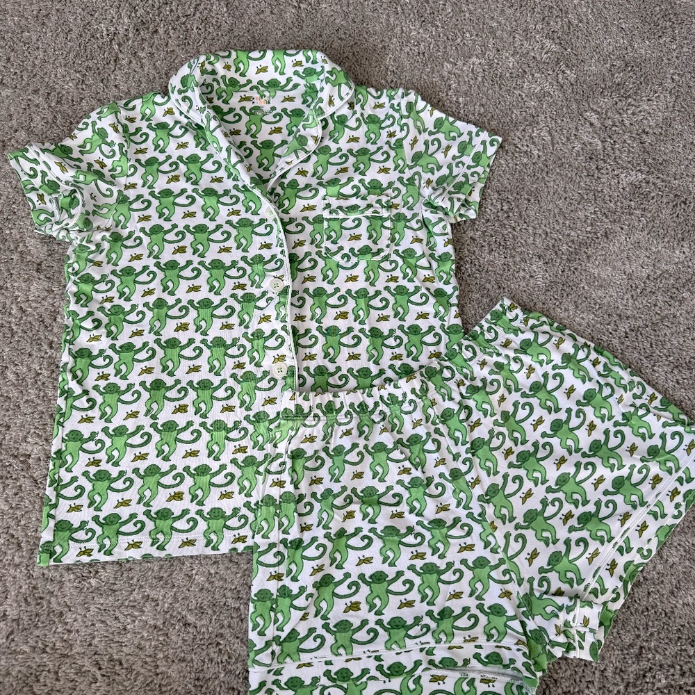 Roller Rabbit Monkey Polo Pajamas- Emerald